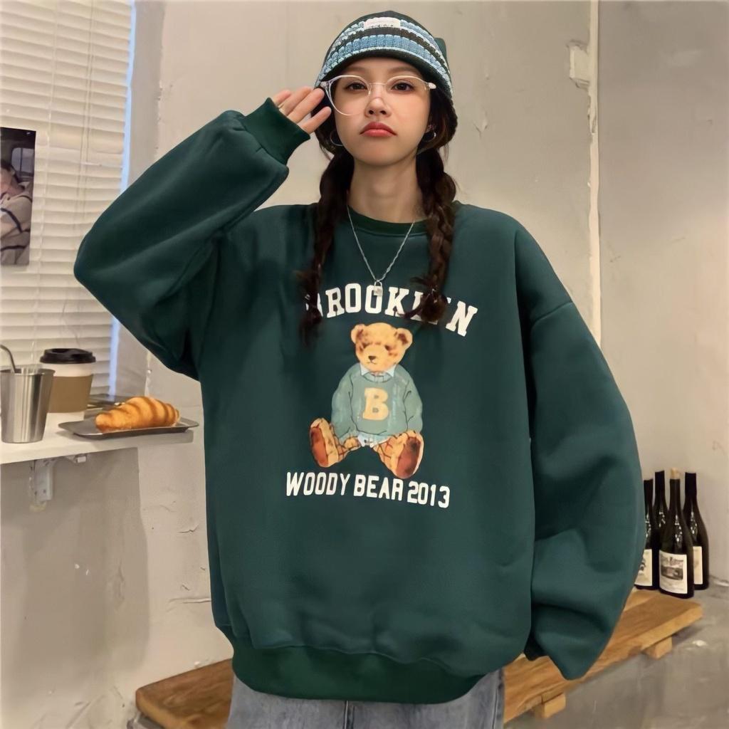 Áo Sweater Nỉ Nam Nữ Unisex In Hình Gấu BROOKLYN