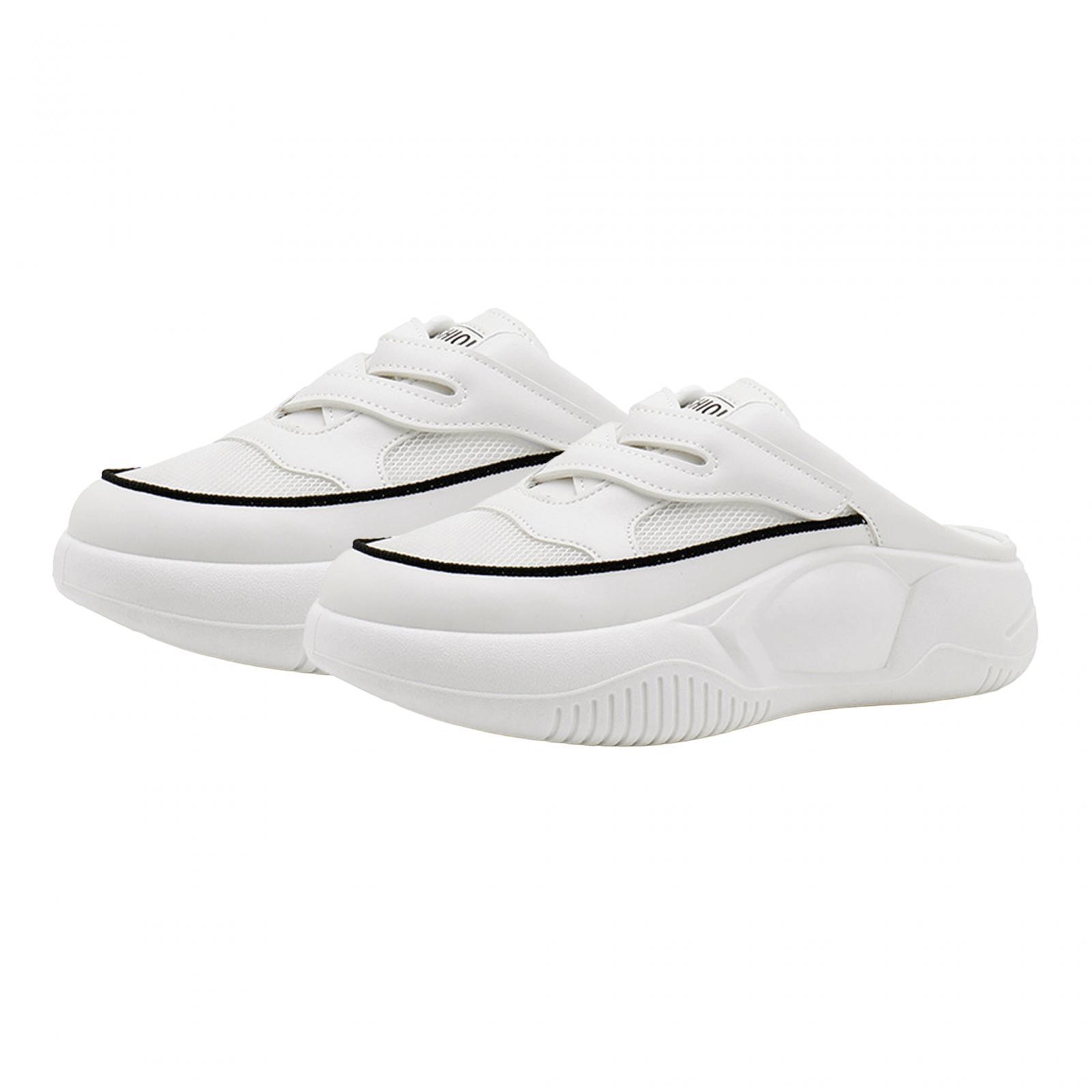Women's Sandals Half Slippers Closed Toe White Shoes Comfortable Anti Slip Flat Sandals Backless Mules for Beach Travel Skirt Hiking Holiday