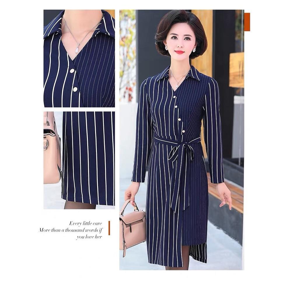 dress249-ĐẦM SỌC TAY DÀI QUÝ CÔ s-6xl