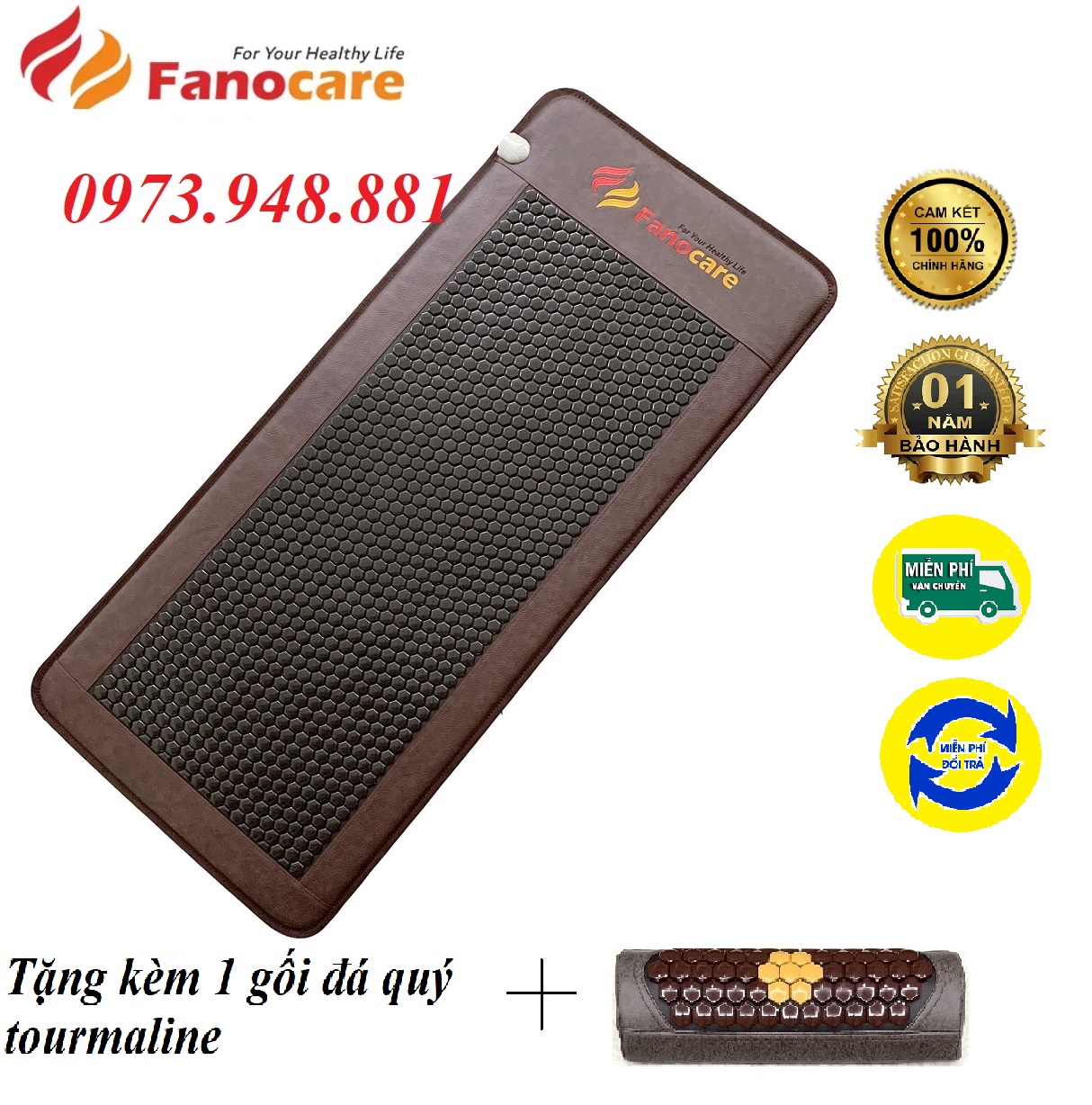 Thảm/nệm đá nhiệt nóng  80*190cm đá lục giác đen