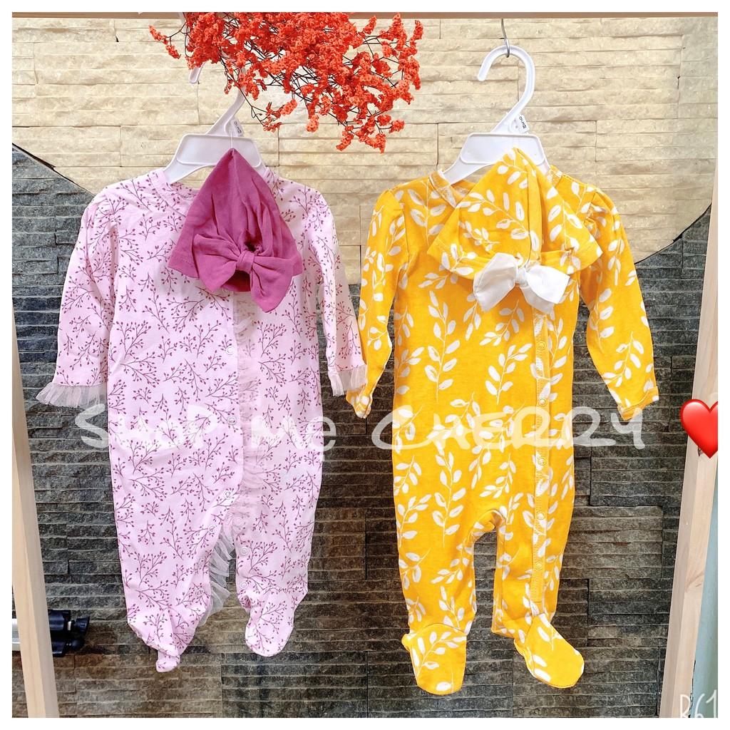 ️ ️Sét body kèm mũ chất cotton hàng dư xịn nguyên móc dành cho bé gái 4-10kg