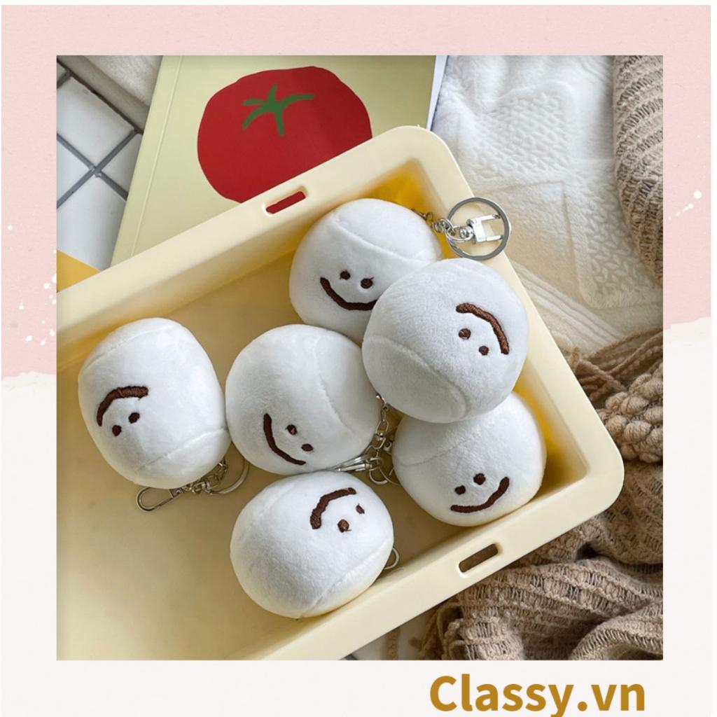 Móc khóa Classy, móc đeo điện thoại điện thoại, móc khóa balo hình bánh bao mặt cười lông tròn siêu êm PK1276