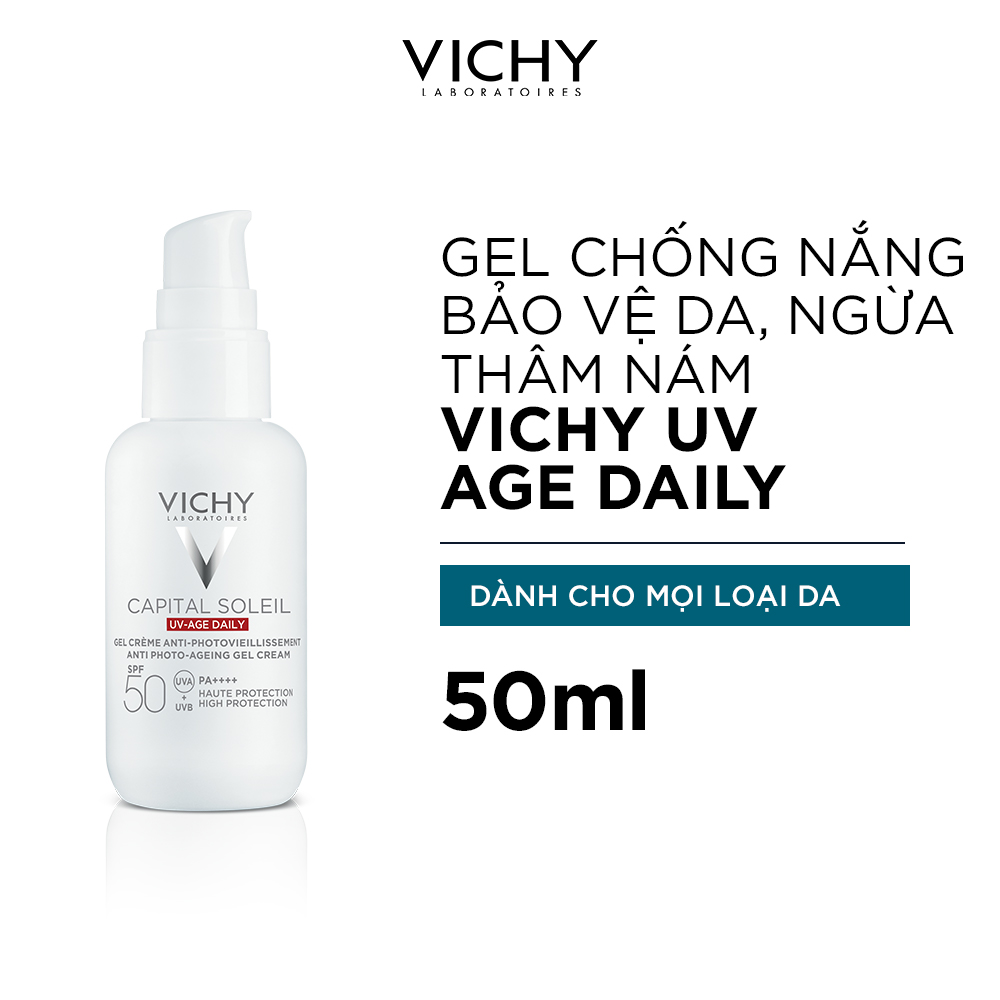 Gel chống nắng bảo vệ da và ngăn ngừa thâm nám, đốm nâu, nếp nhăn Vichy UV Age daily 50ml