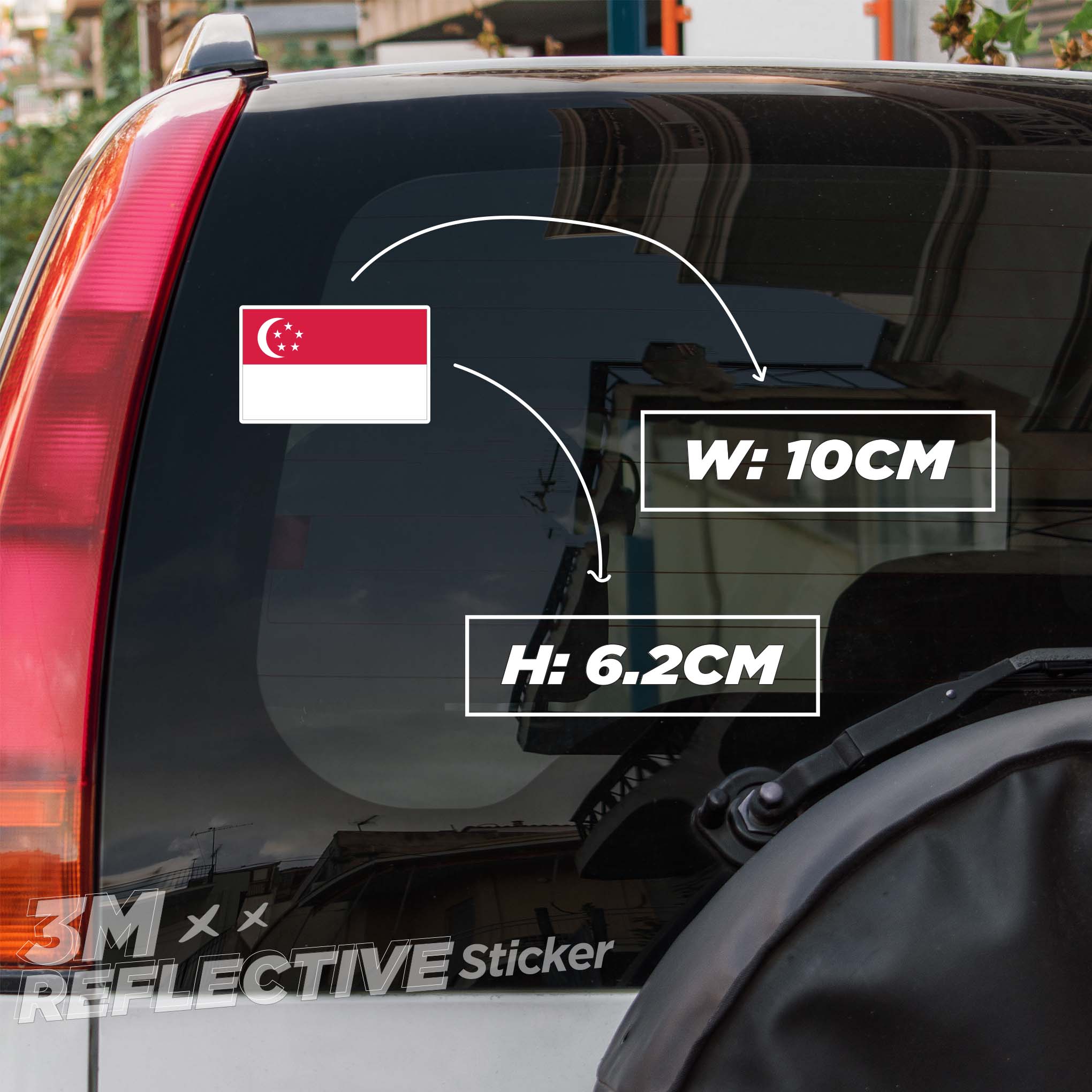SINGAPORE FLAG 3M - Reflective Sticker Die-cut Hình dán phản quang thương hiệu STICKER FACTORY