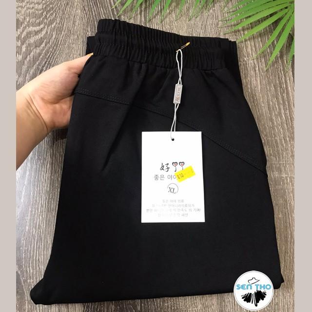 Quần Jogger Nữ Kiểu Trơn Basic Dáng Dài, Cạp Chun, Có Dây Buộc, Vải Co Giãn Tốt, Dày Dặn, Màu Đen Đơn Giản