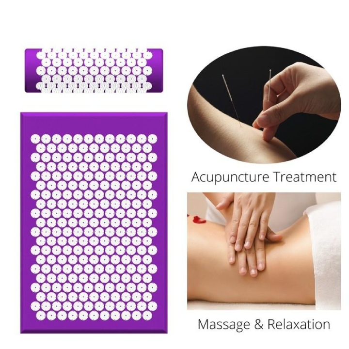 Thảm mát xa massage, thảm bấm huyệt, thảm châm cứu toàn thân - Dụng cụ vật lý trị liệu thế hệ 4.0, chữa đau mỏi lưng, vai, gáy, cột sống - Tặng kèm gối mát xa + túi đựng