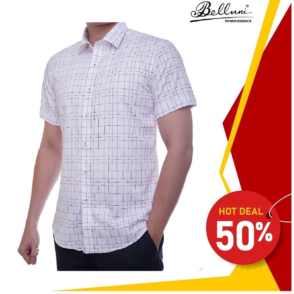 Áo Sơ Mi Nam Mẫu Slimfit Ngắn Tay Công Sở Thương Hiệu Thời Trang Belluni 204 R2