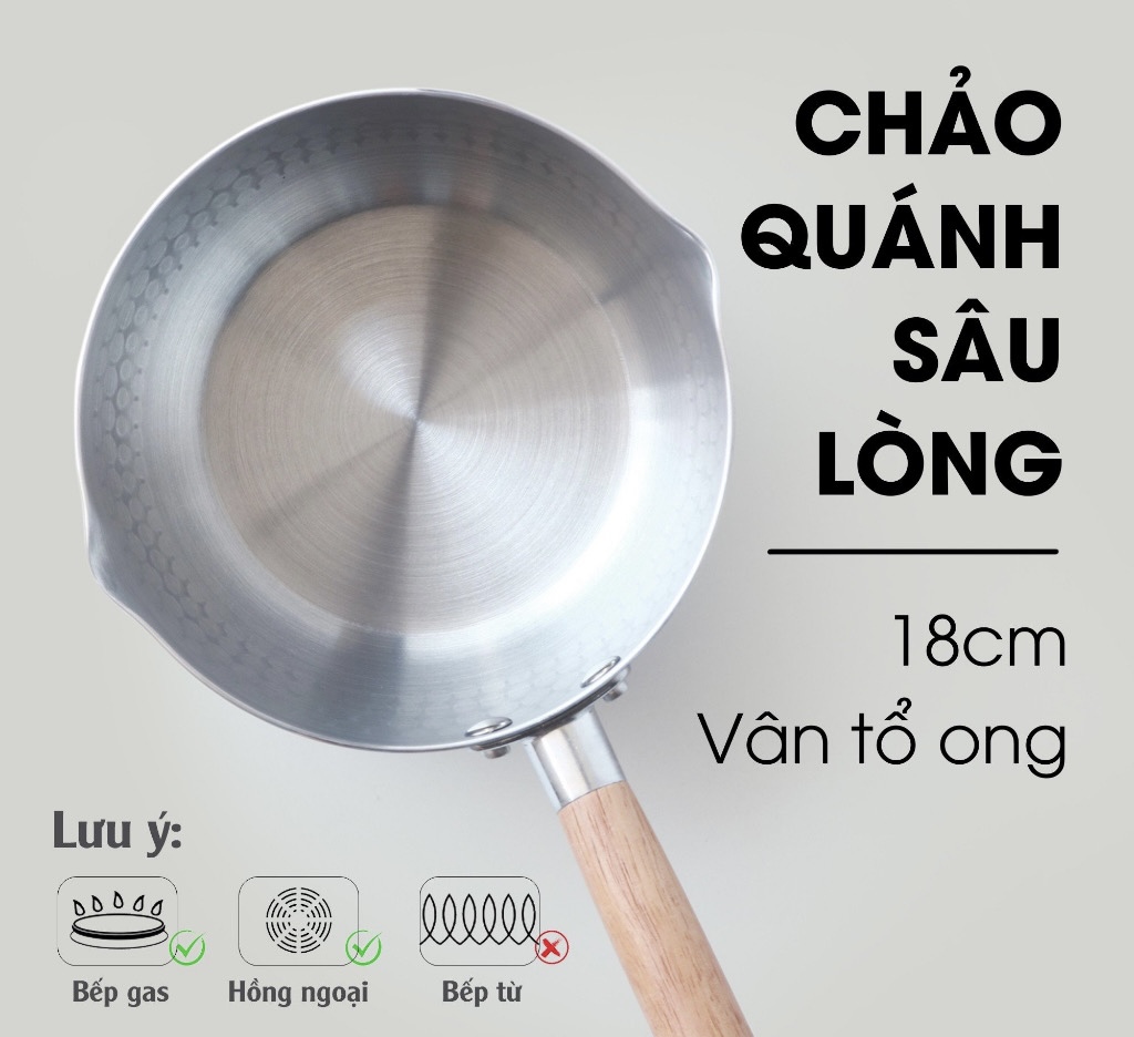 Quánh nhôm đáy tổ ong, không xài bếp từ