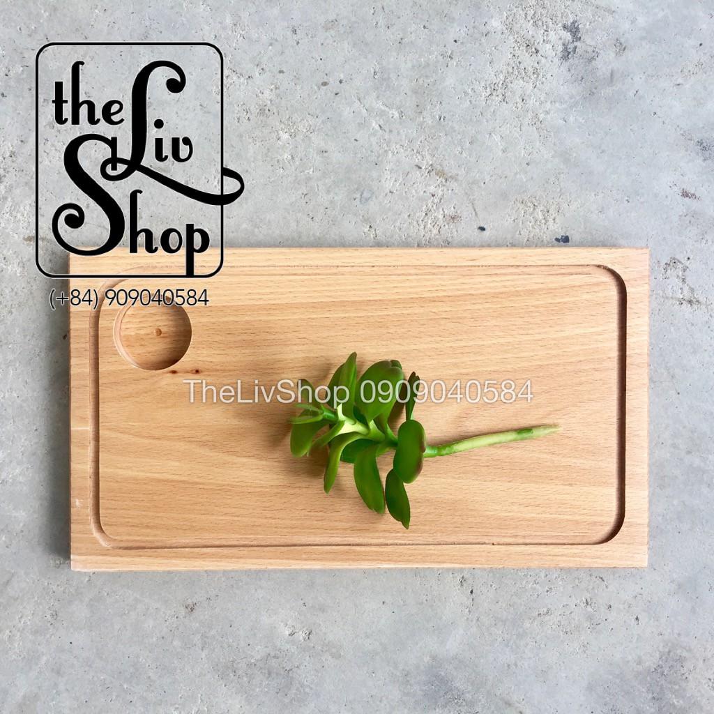 Thớt khay gỗ Beech có rãnh chống tràn và ngăn đựng sauce