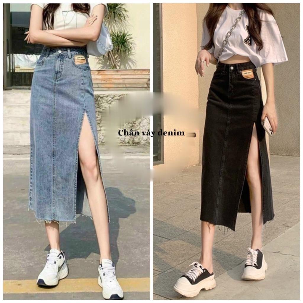 Váy jean ,chân váy sẻ đùi