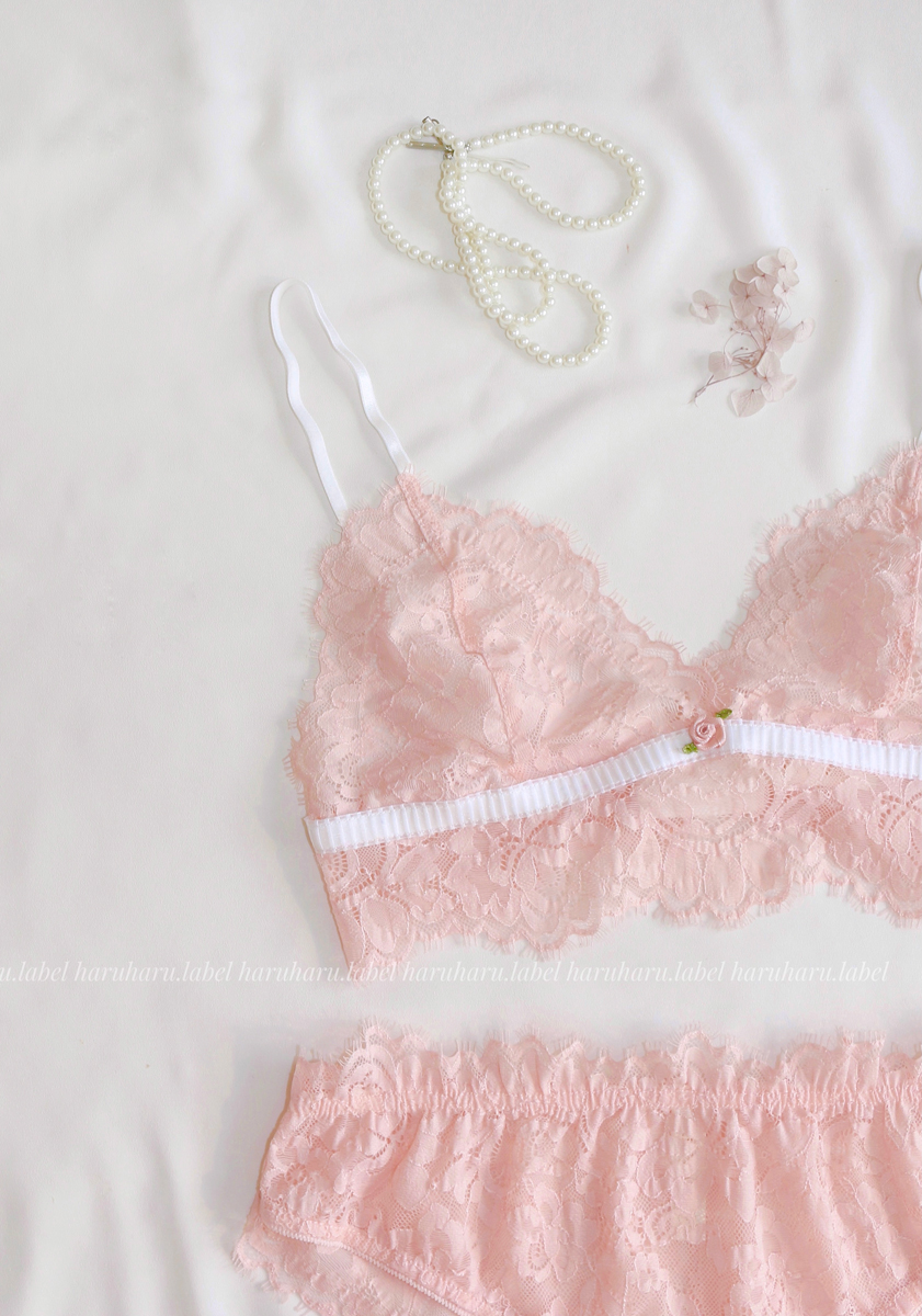 Blush - Áo lót ren mềm mại màu hồng Haruharulabel