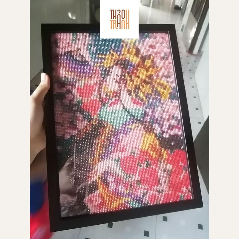 Khung Tranh Đính Đá Treo Tường - Đóng Khung Tranh Đính Đá 20x30,25x35,30x40 -Mặt Mica Trong suốt sang trọng