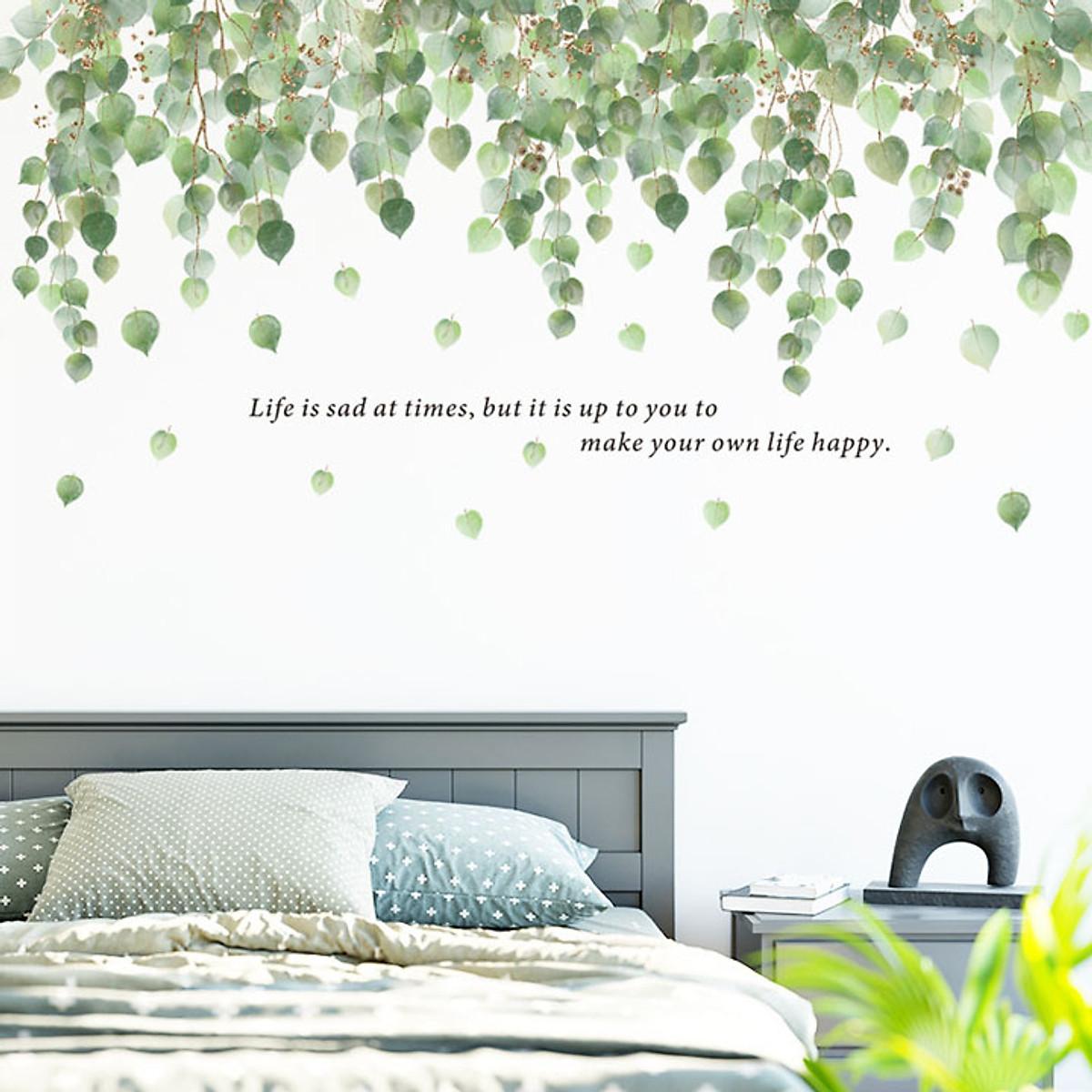 DECAL DÁN TƯỜNG TÁN LÁ XANH LIFE HAPPY - HP424