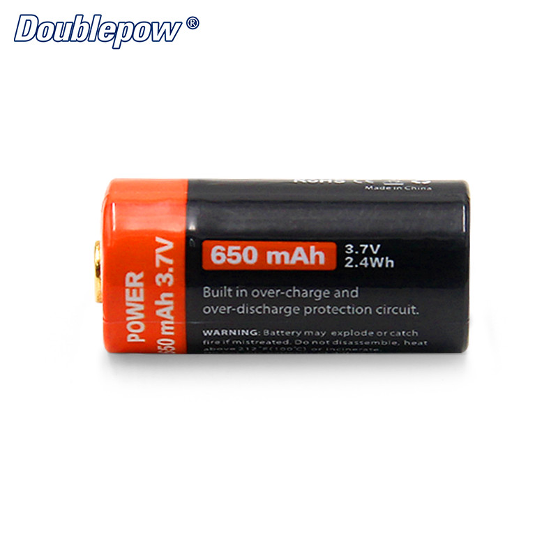 Hình ảnh Pin Sạc Cổng Micro USB 3.7V 650mAh 16340 Doublepow DP-CR123A - Hàng Chính Hãng