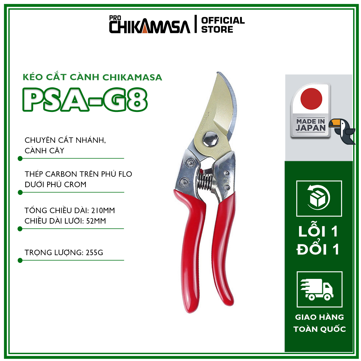 Kéo cắt cành cao cấp Nhật Bản Chikamasa PSA-G8