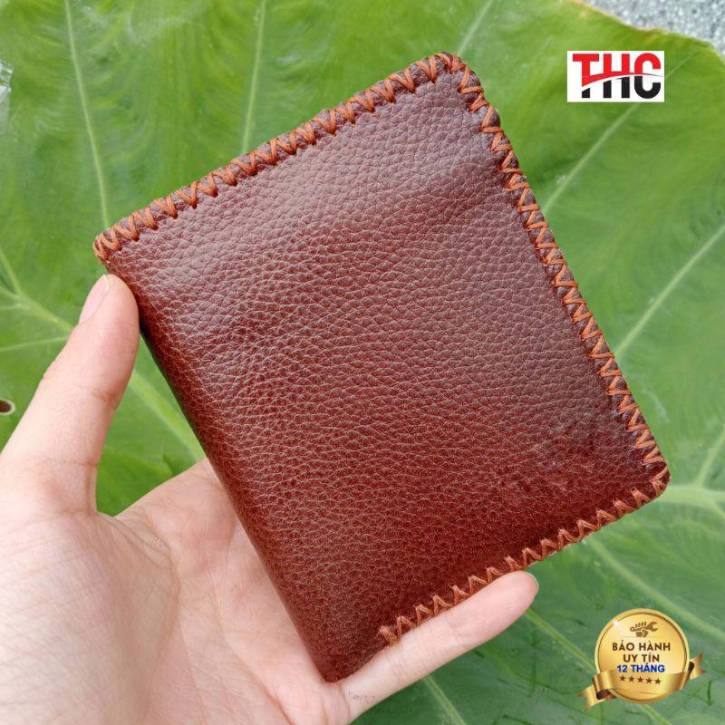 Ví Nam Đứng Da Bò Viền Khâu Tay Đẹp THC, KT cm