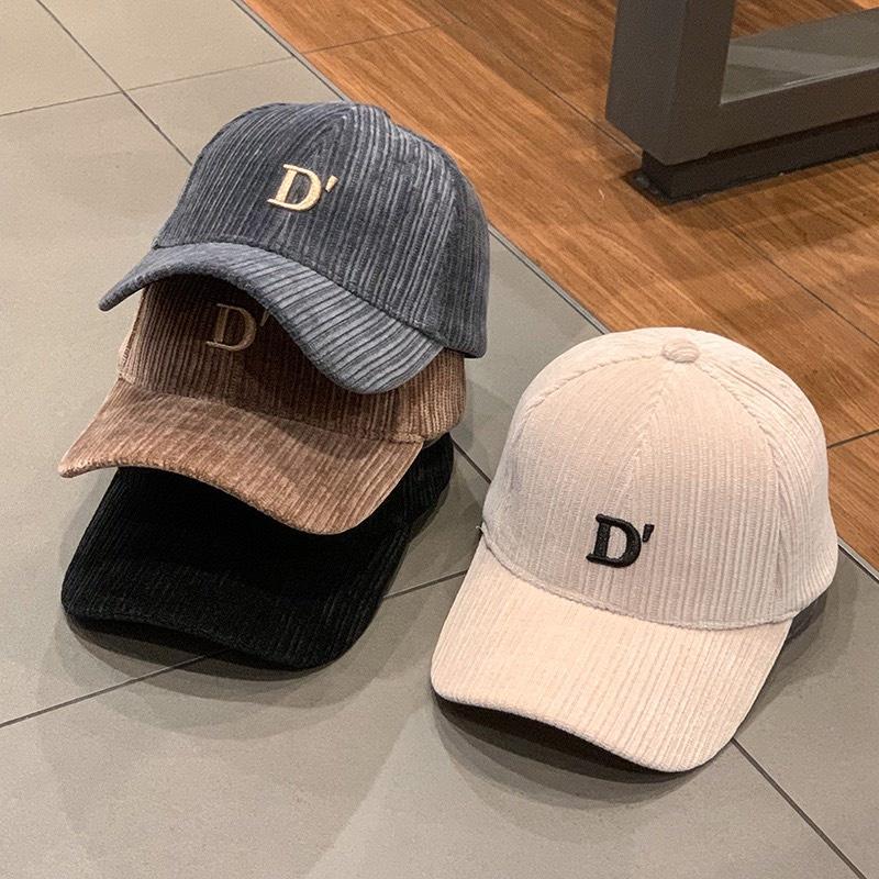 Mũ Lưỡi Trai Nón Kết Nhung Kaki Cao Cấp Thêu Chữ D 411 Phong Cách Ulzzang Form Unisex Nam Nữ