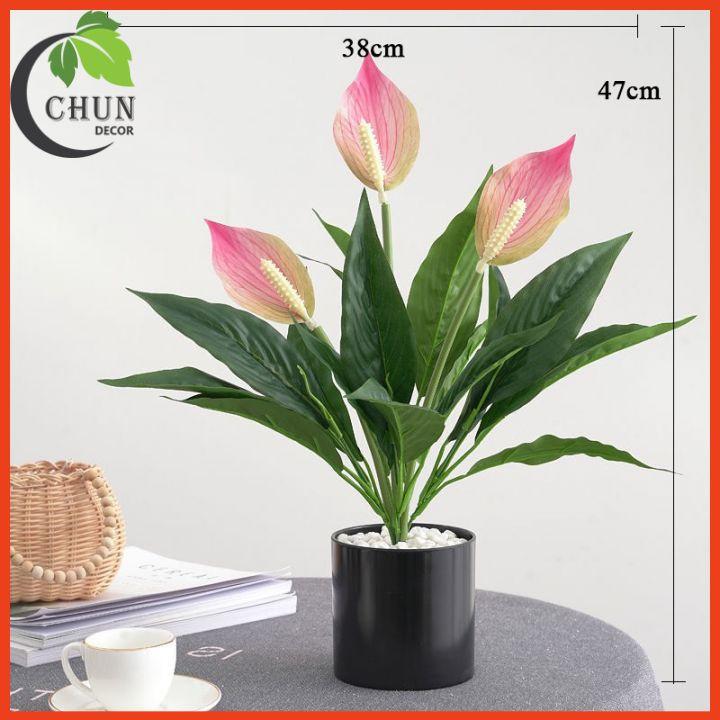 Chậu Hoa Để Bàn Bình Hoa Lan Ý Sang Trọng Cao 47cm Trang Trí Phòng Khách Văn Phòng Cửa Hàng