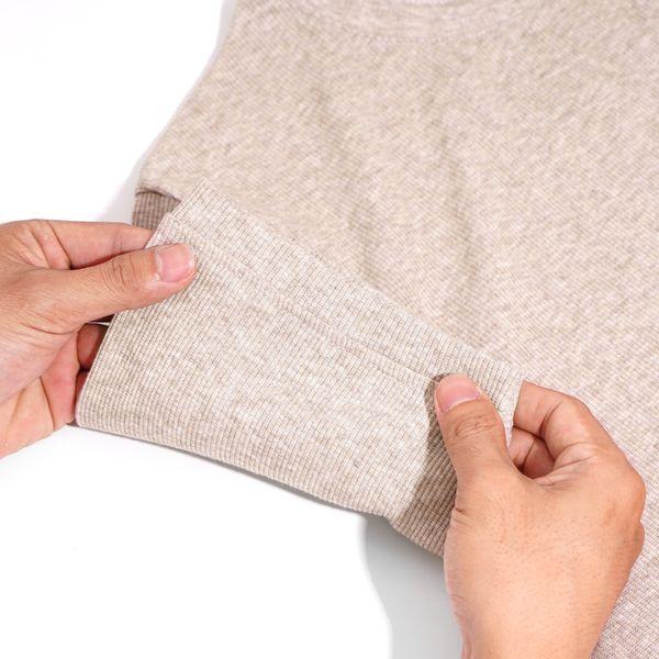 Áo Thun Gân Ngắn Tay Cổ Tròn Đốm Cà Phê Nhạt BY COTTON Spot Ribbed Fabric Tee