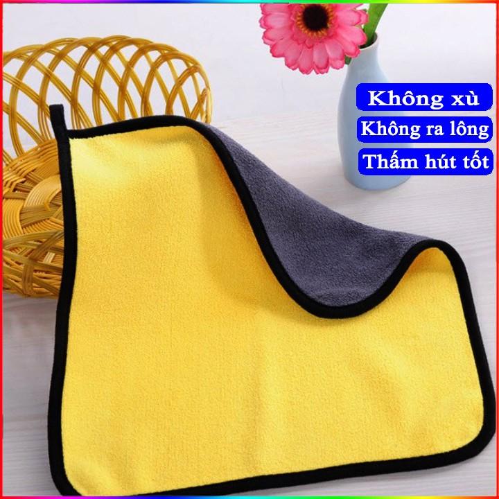 Khăn MICROFIBER 2 lớp lau xe ô tô, nhà cửa, đồ đạc chuyên dụng, tránh xước đồ