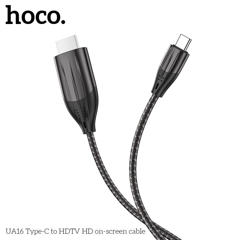 Cáp Type C ra HDMI 4K 2m Hoco UA16, dây chuyển hình ảnh âm thanh từ điện thoại sang máy chiếu, tivi hàng chính hãng