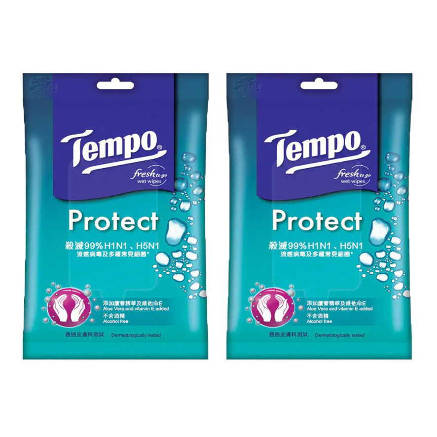 Combo 2  bịch khăn giấy ướt Tempo diệt khuẩn 10 cái