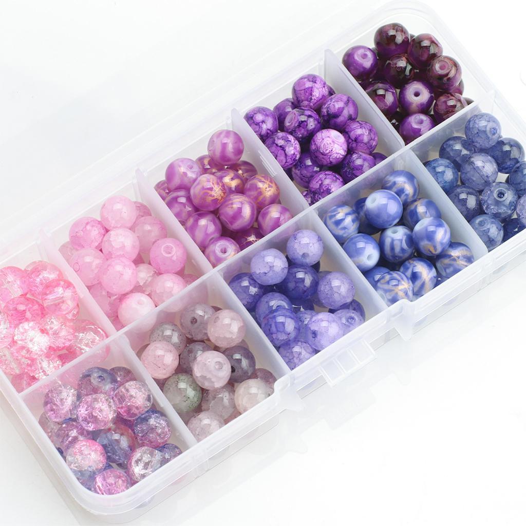 200pcs Glass Beads 8mm Beads for Beading Necklaces Bracelet Home Decoration Pink