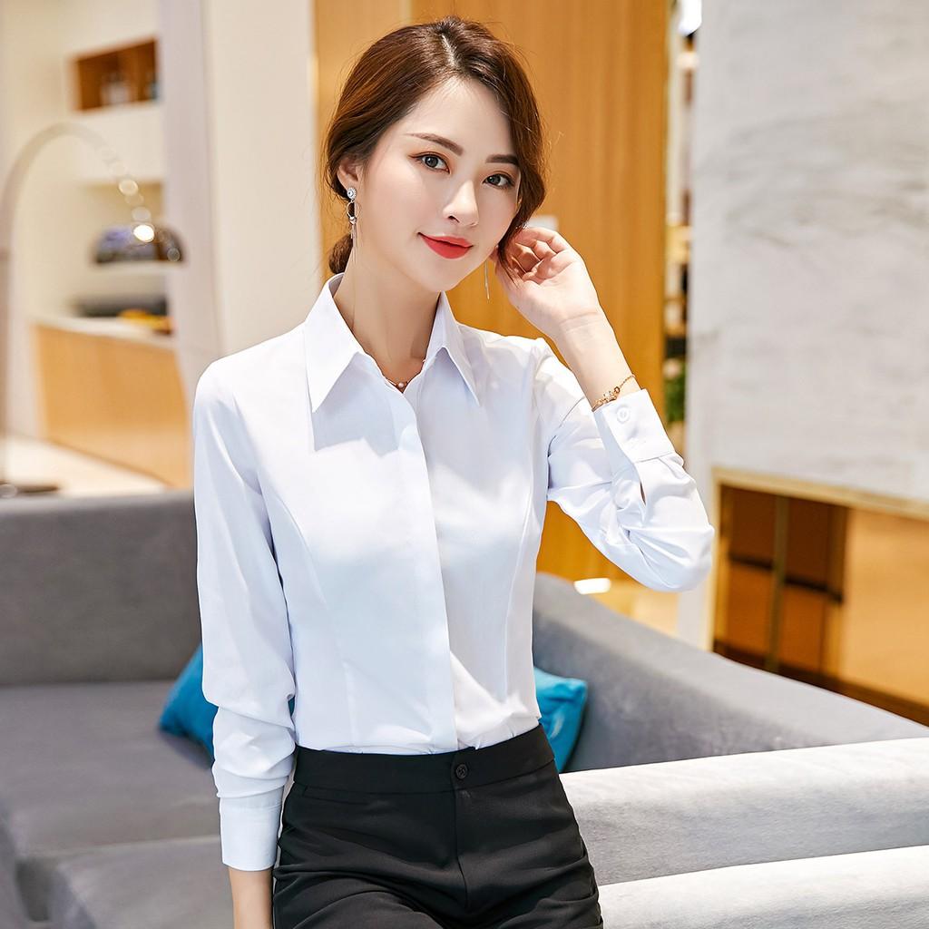 Áo sơ mi công sở trơn dài tay thời trang công sở Hàn Quốc