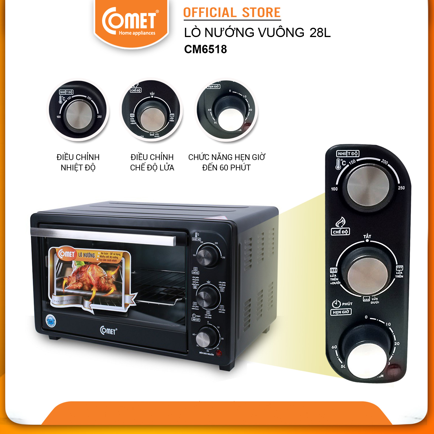 Lò Nướng Điện Đa Năng Comet CM6518 (28 Lít) - Hàng Chính Hãng