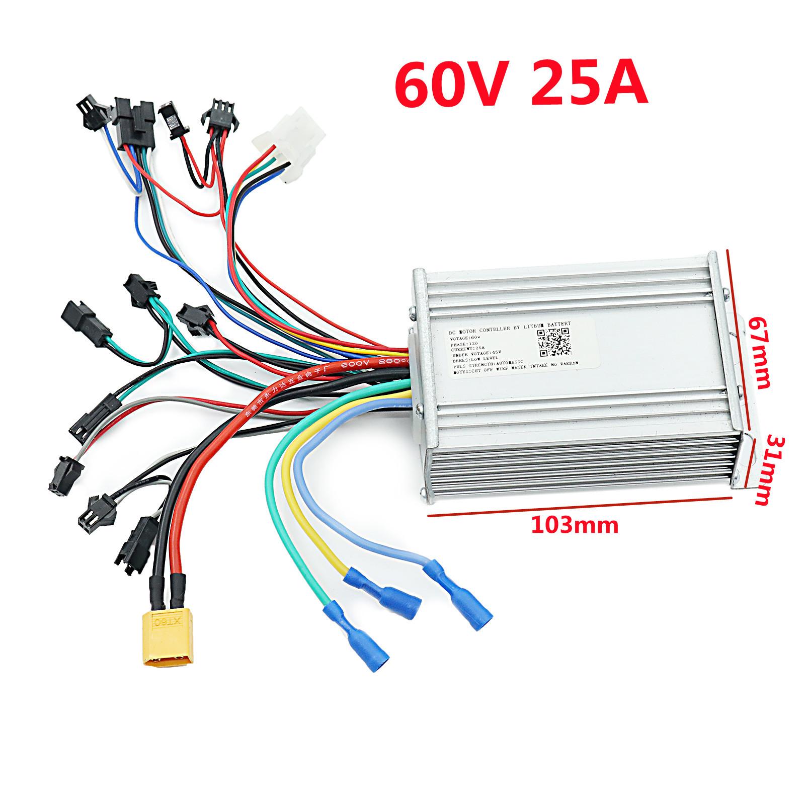 Bộ điều khiển động cơ không chổi than 36V18A 48V25A 60V25A với màn hình LCD hội trường, Thích hợp cho xe tay ga điện và xe đạp Color: 60V 25A