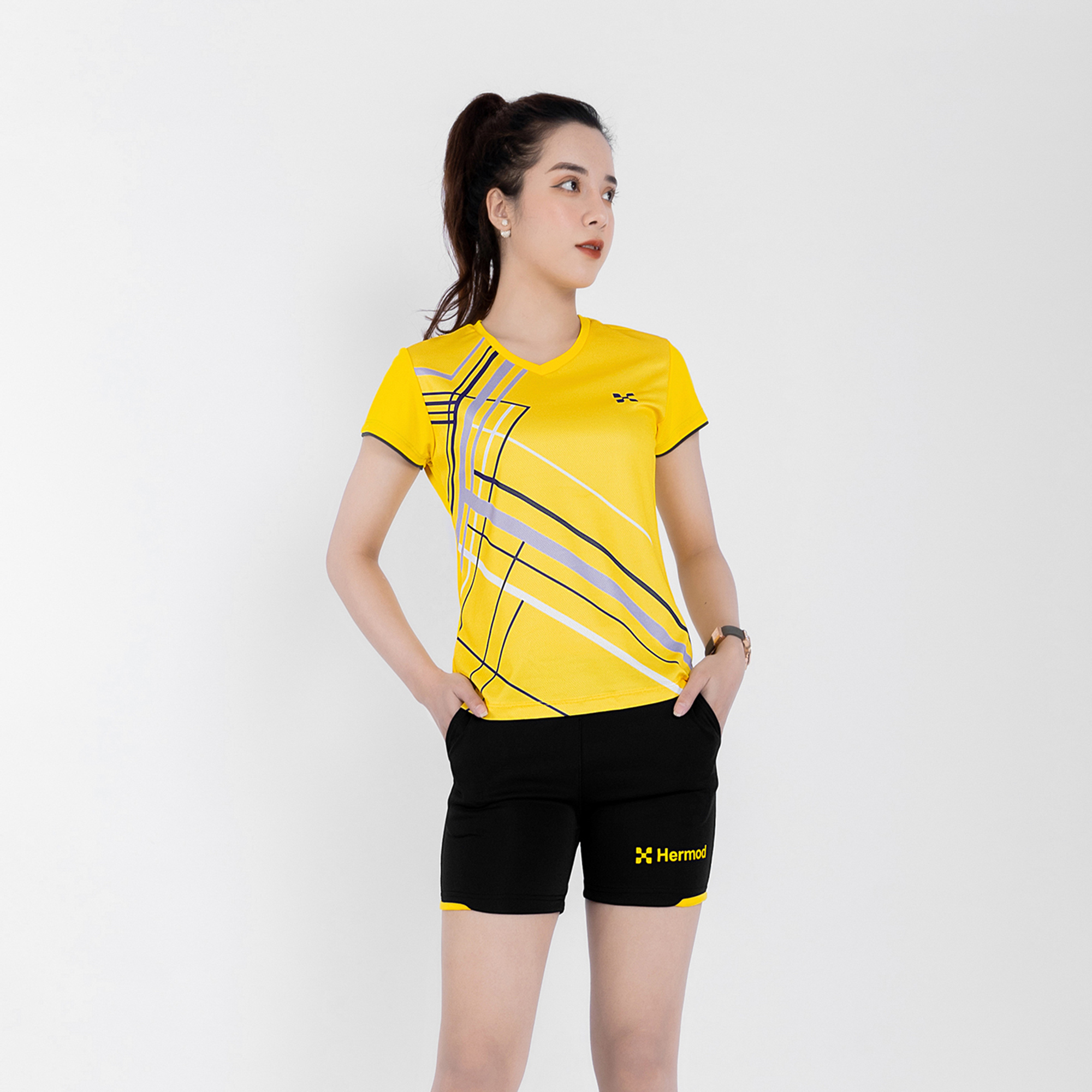 Áo Thể Thao Nữ HERMOD Tennis, Cầu Lông, Bóng Chuyền, Vải Co Dãn, Thoáng Mát, Thấm Hút B03CAM