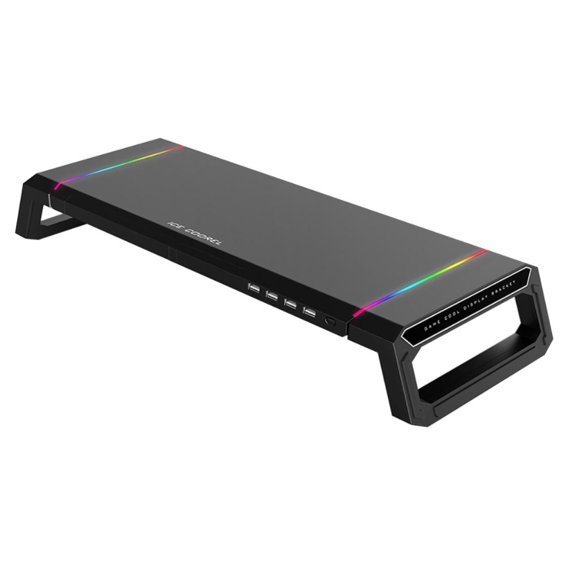 Kệ nâng cao máy tính đa chức năng với đèn chiếu sáng RGB và 4 cổng USB 3.0, Giá đỡ màn hình có thể gập lại,  tải 30kg / 66Ib