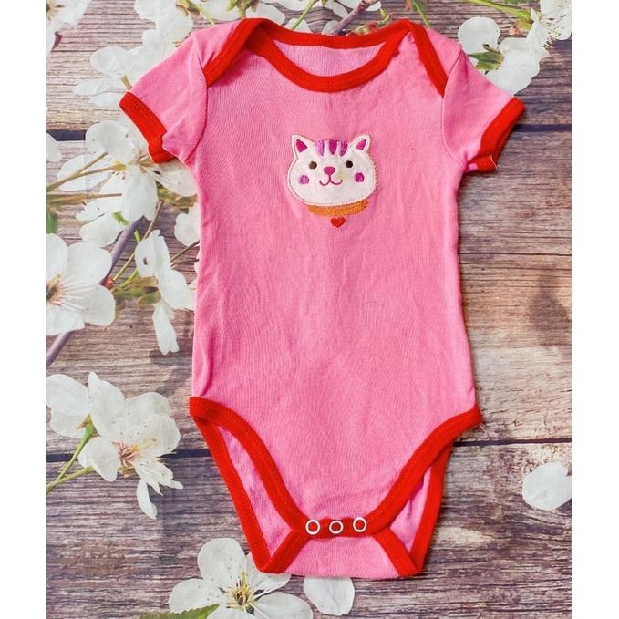 Body Bé Gái Thêu Mèo Size Từ 4,5 Đến 8Kg, Hoa Tay Đùi Cotton Lụa Xuất Hàn