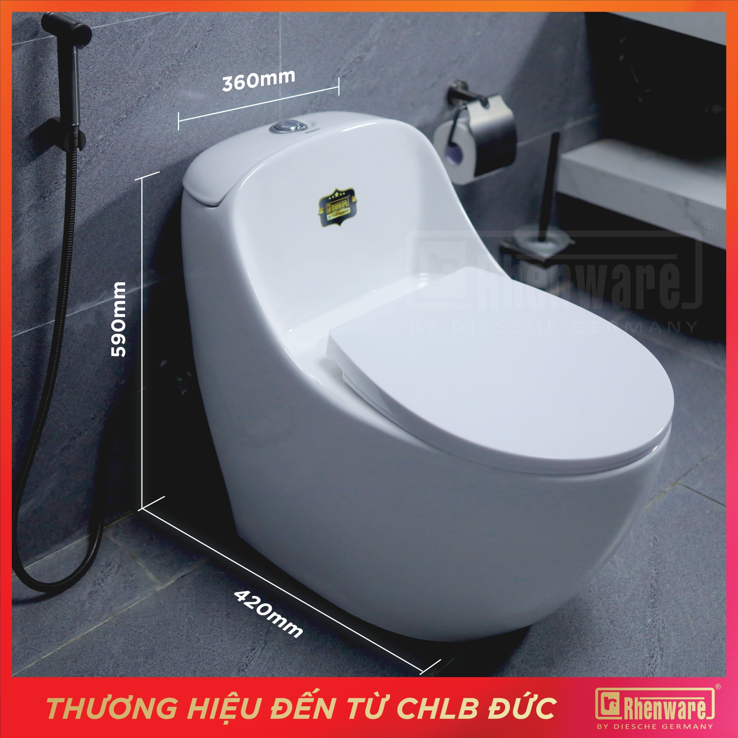 Hình ảnh BỒN CẦU 1 KHỐI, NHẬP KHẨU CAO CẤP CHÍNH HÃNG RHENWARE CB-65002