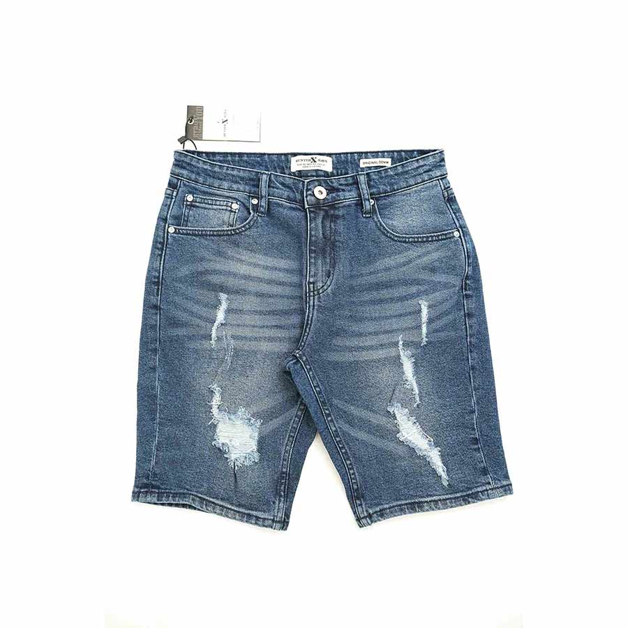 Quần Short Jeans Nam Rách Cao Cấp HUNTER XRAYS Form Slimfit Thun Màu Xanh  S69