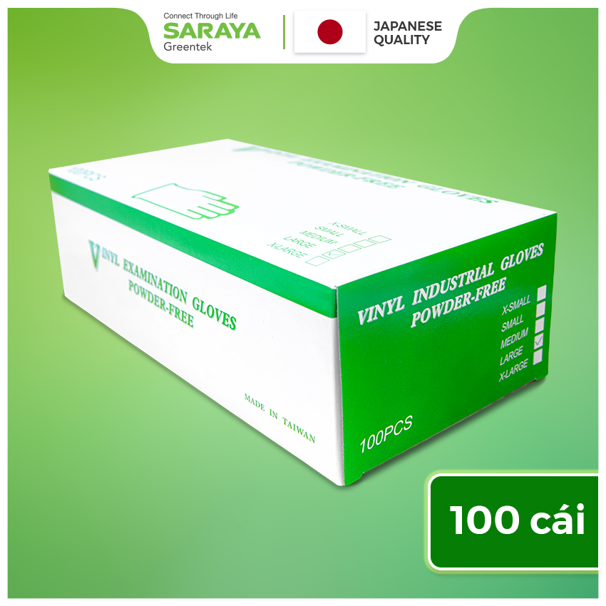 Găng Tay VINYL KHÔNG BỘT, Làm Bằng Nhựa Dẻo PVC, Dùng Trong Thực Phẩm, Vệ Sinh - 100 CHIẾC/HỘP