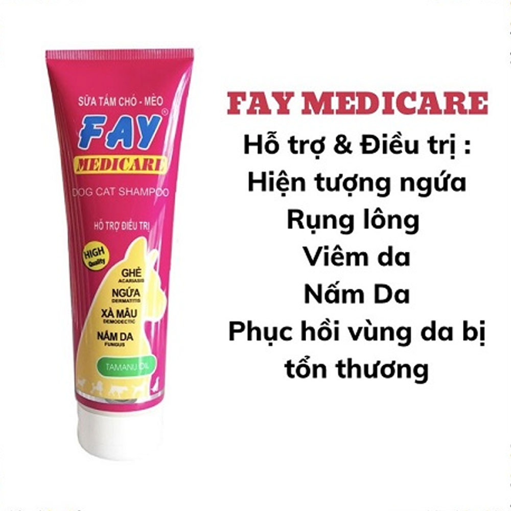 Sữa Tắm Hỗ Trợ Chữa Ghẻ Ngứa Xà Mâu Nấm Da Cho Chó Mèo FAY Medicare 290ml