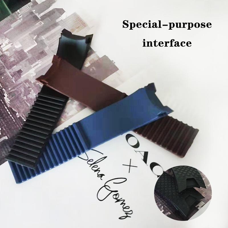 20x18mm Người Phụ Nữ Đen Nâu Xanh Dương Silicon Chống Thấm Nước Cao Su Thay Thế Dây Đồng Hồ Đeo Tay Dây Đeo Thắt Lưng Cho Ulysse Nardin đồng hồ Nữ dây