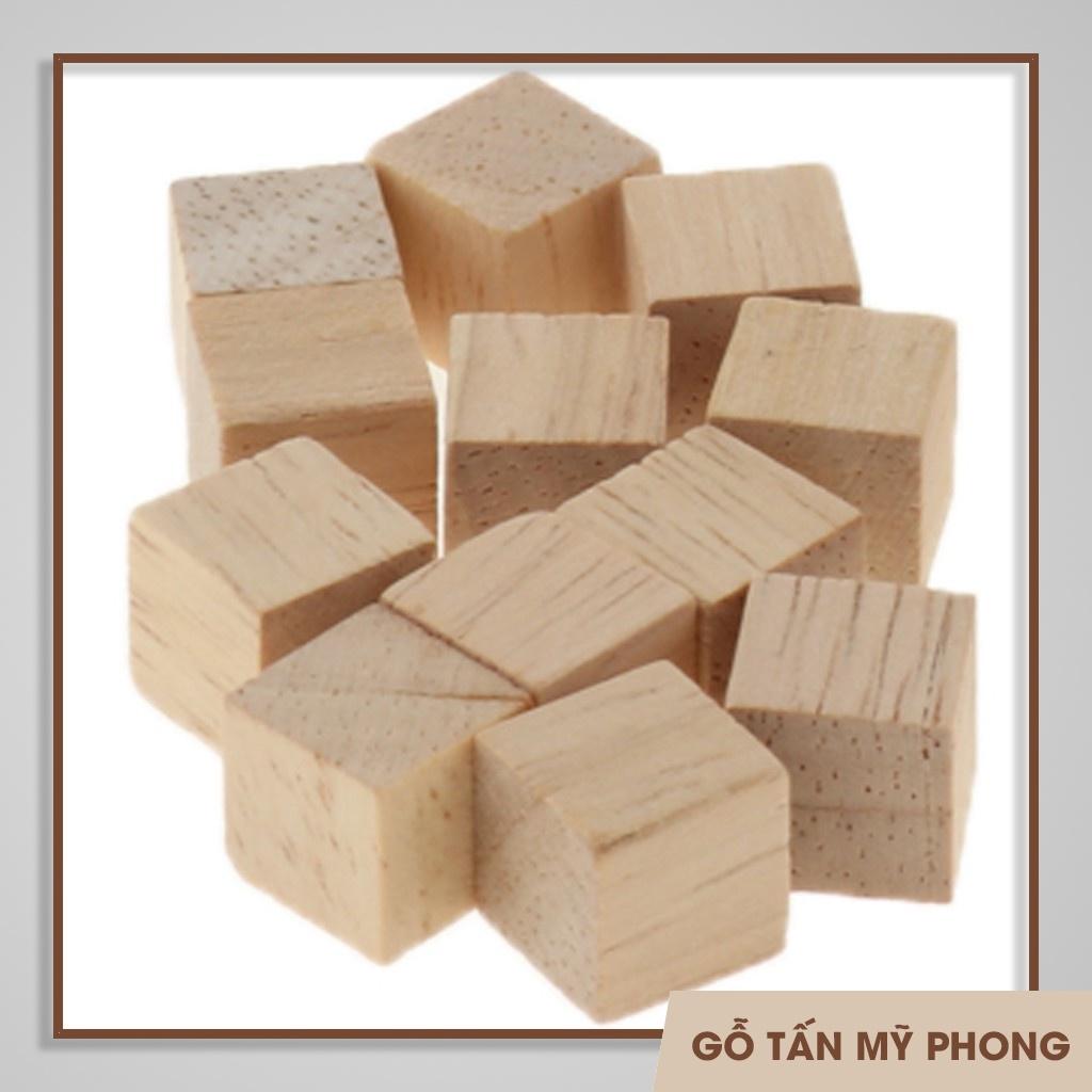 Bộ 100 khối gỗ hình vuông đồ chơi xếp hình cho trẻ