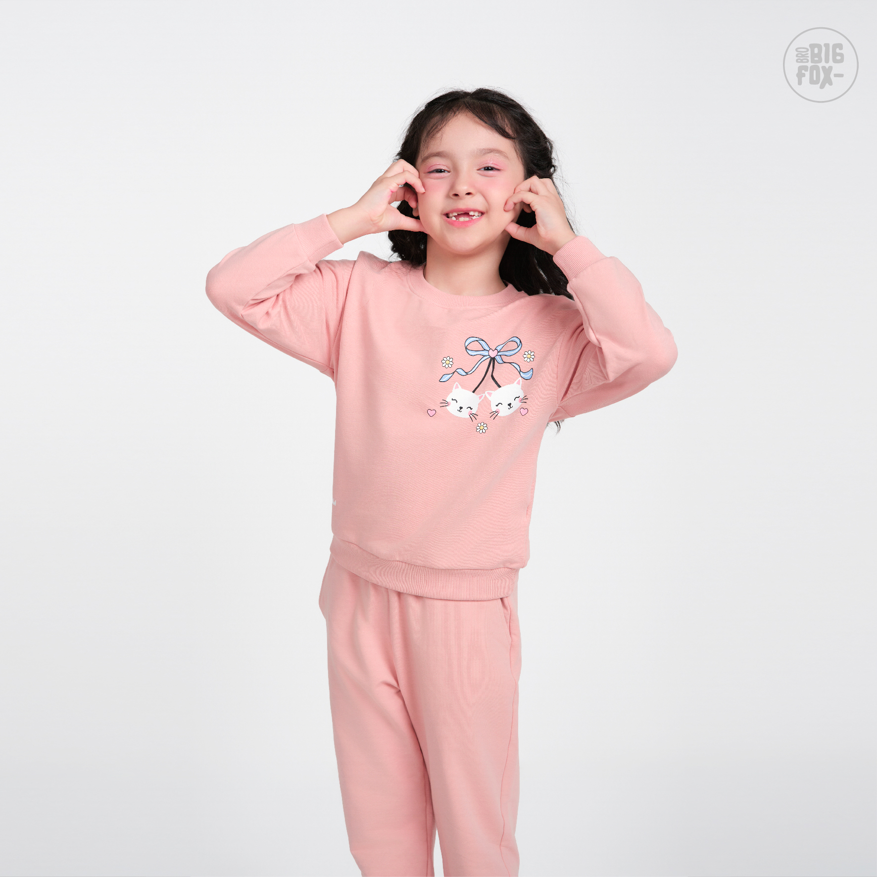 Bộ đồ thu đông cho bé gái Bigfox Miss meow size đại áo nỉ dài tay quần jogger cỡ trẻ em 3-11 tuổi