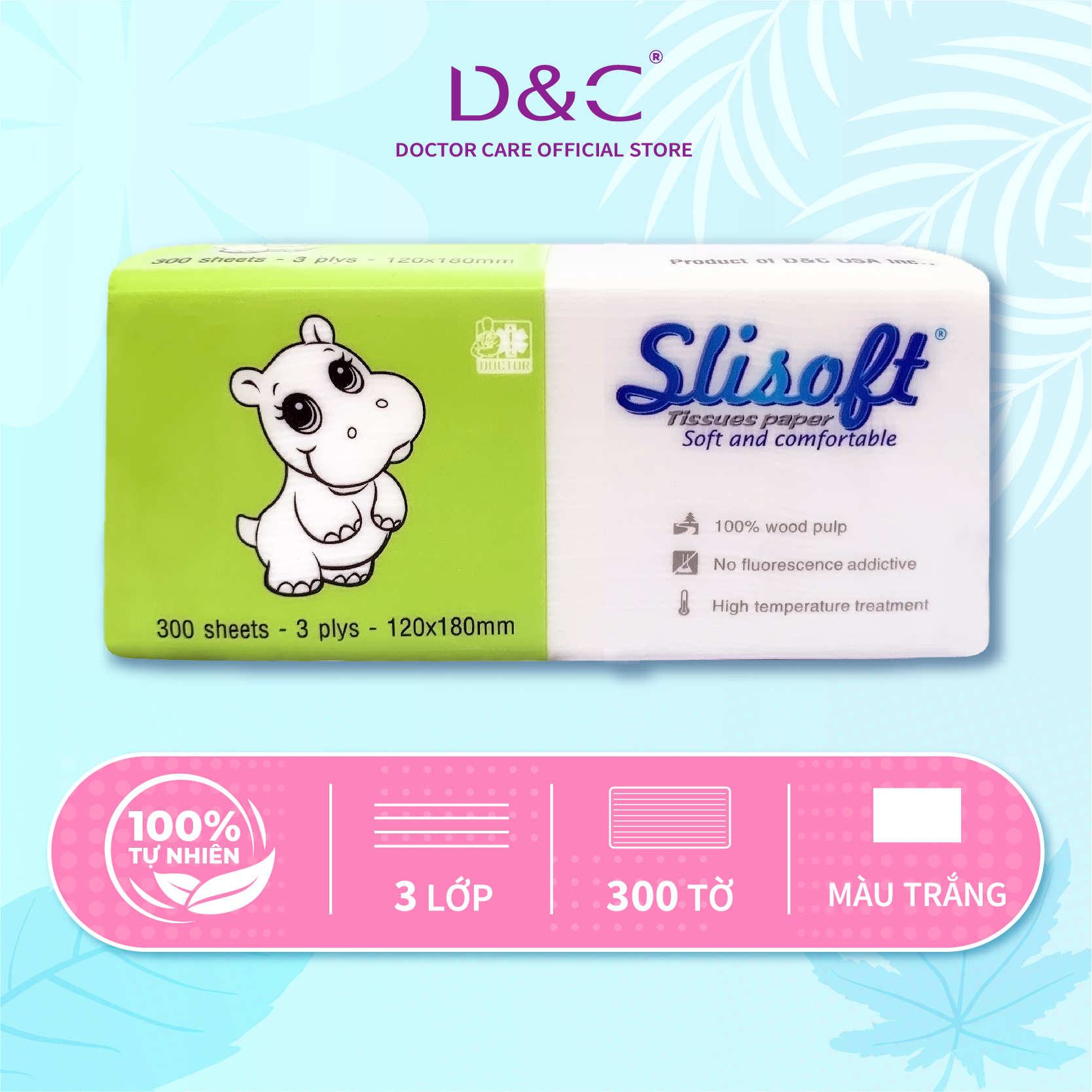 Giấy ăn Slisoft Trắng 100 tờ x 3 lớp, khăn giấy khô thân thiện môi trường không chất tẩy trắng an toàn cho cả gia đình