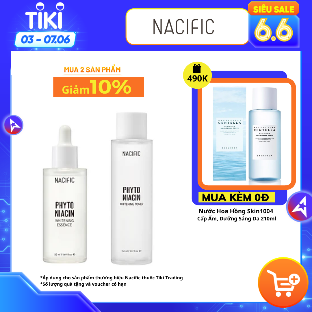 Combo 2 Sản Phẩm Chăm Sóc Da NACIFIC Phyto Niacin Whitening Essence 50ml + Phyto Niacin Whitening Essence Toner 150ml