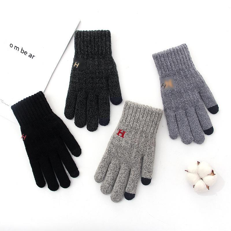 Phong Cách Mới Nhất Găng Tay Nam Mùa Đông Màn Hình Cảm Ứng Dày Ấm Kéo Lông Tơ Đan Chơi Trò Chơi Di Động Học Văn Phòng H găng Tay
