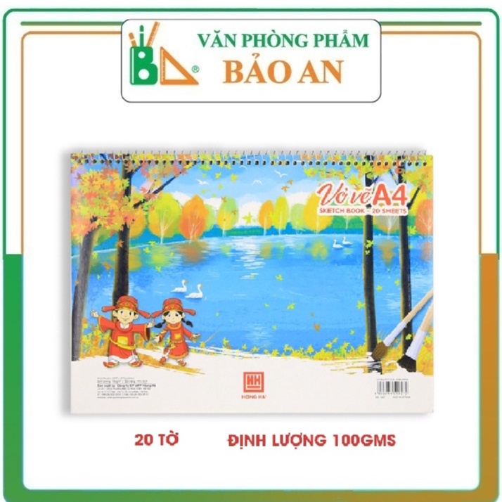 Vở Vẽ Lò Xo A4 Trạng Nguyên HH 20 tờ - 4927 độ bám màu tốt, không nhòe mực, không phai màu,  phù hợp với mọi chất liệu màu