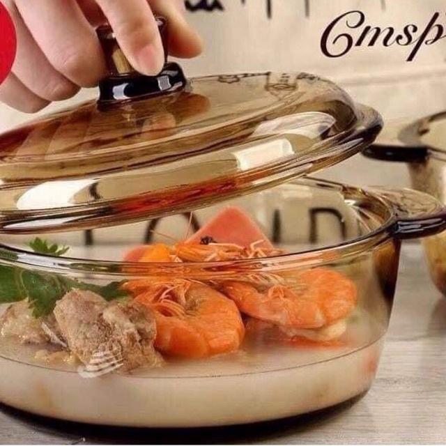 Âu thuỷ tinh có nắp màu hổ phách 1 lít