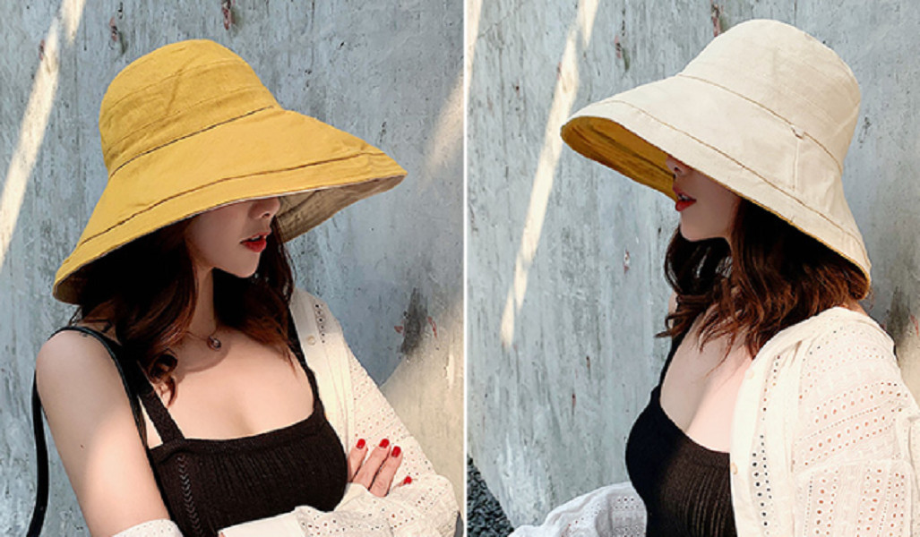Mũ chống nắng rộng vành chống uv đội 2 mặt cao cấp, nón rộng vành tạo kiểu