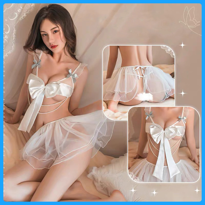 Váy ngủ cosplay phối bra  hai dây kèm chân váy sexy T101 - Đầm ngủ sexy - Đồ ngủ sexy