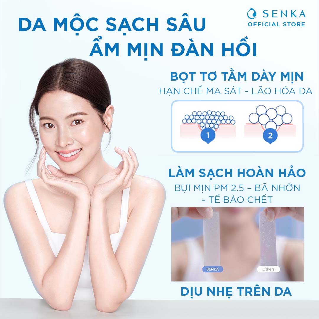 Combo Sữa tắm dưỡng ẩm Senka Perfect Whip 500ml và Sữa rửa mặt sạch ẩm mịn tự nhiên với bọt tơ tằm trắng Perfect Whip 120g