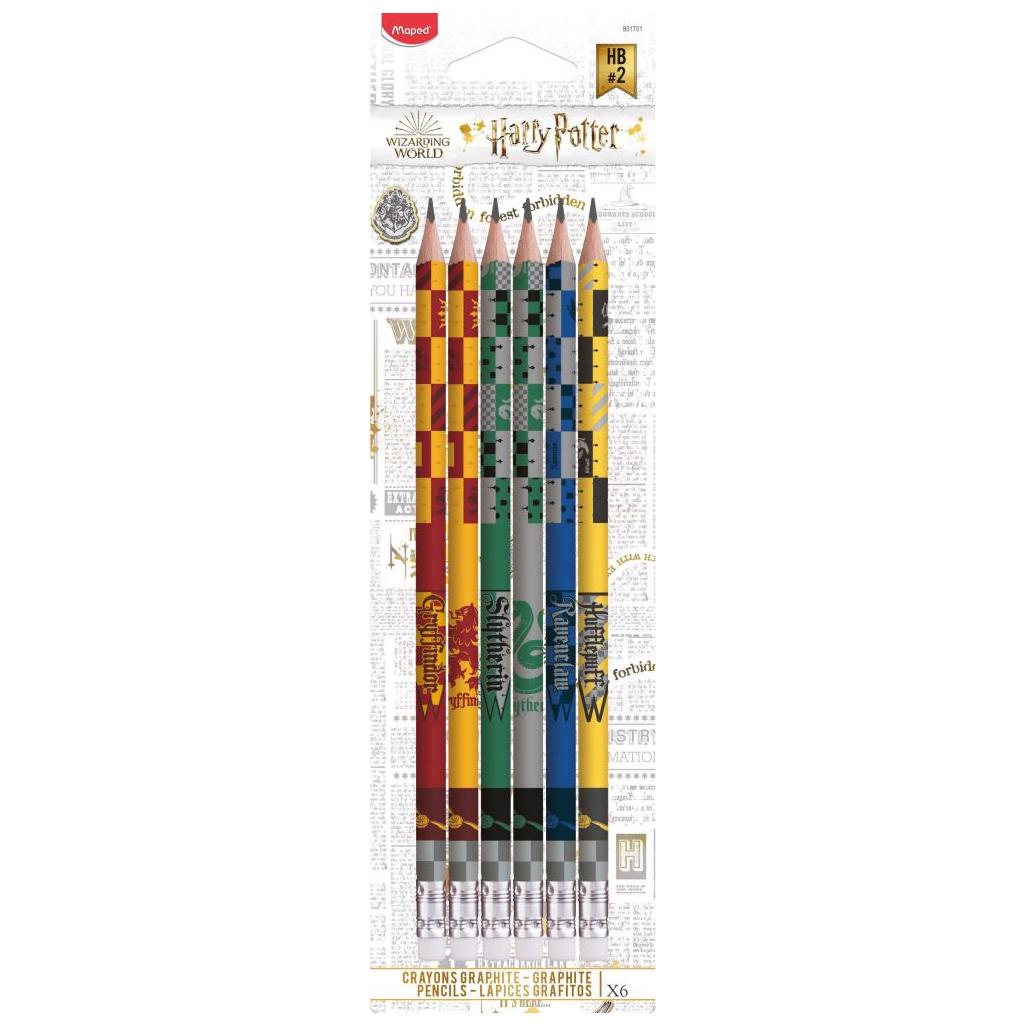 Vỉ 6 Bút Chì HB Có Gôm Harry Potter - Maped