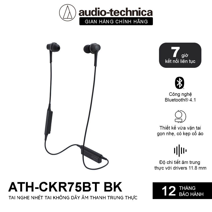 Tai nghe Bluetooth Audio-Technica in-ear ATH-CKR75BT-HÀNG CHÍNH HÃNG